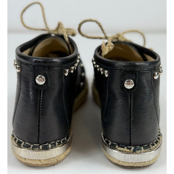 Stuart Weitzman Women's Black Studded Leather Lace Up Espadrilles, size 5 - Picture 5 of 10